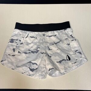 TacHuntFish Womens Grey White Camo Athletic Training Shorts XS Camouflage